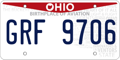 OH license plate GRF9706