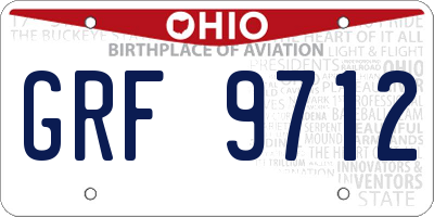 OH license plate GRF9712