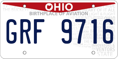 OH license plate GRF9716