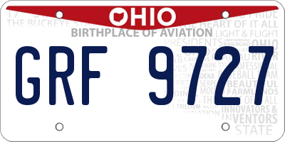 OH license plate GRF9727