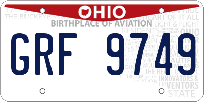 OH license plate GRF9749