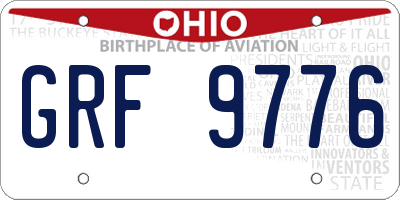 OH license plate GRF9776