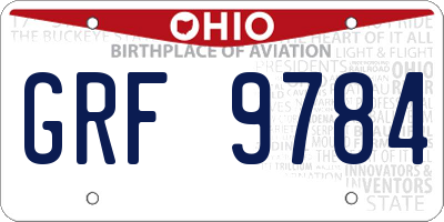 OH license plate GRF9784