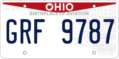 OH license plate GRF9787