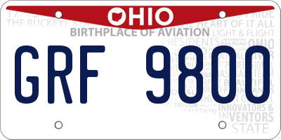 OH license plate GRF9800