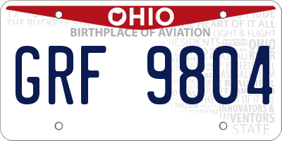 OH license plate GRF9804