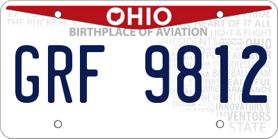 OH license plate GRF9812