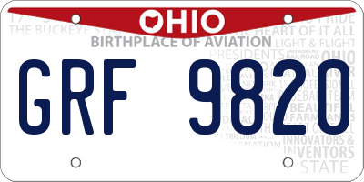 OH license plate GRF9820