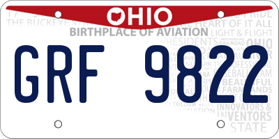 OH license plate GRF9822