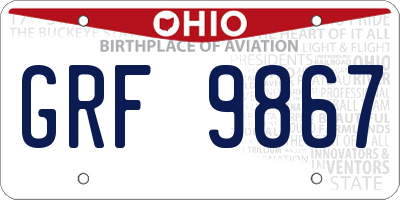 OH license plate GRF9867