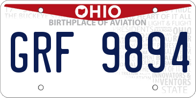 OH license plate GRF9894