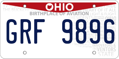 OH license plate GRF9896