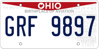 OH license plate GRF9897