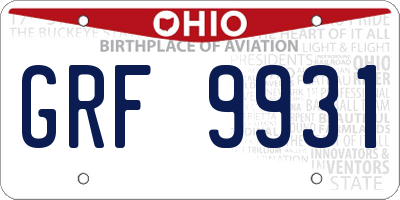 OH license plate GRF9931