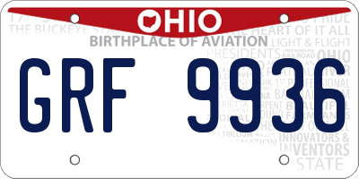 OH license plate GRF9936