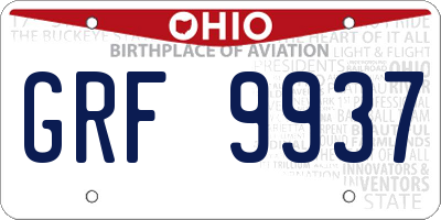 OH license plate GRF9937