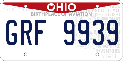 OH license plate GRF9939