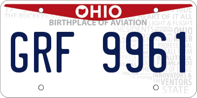 OH license plate GRF9961
