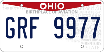 OH license plate GRF9977