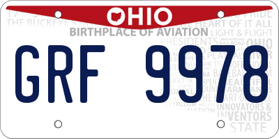 OH license plate GRF9978