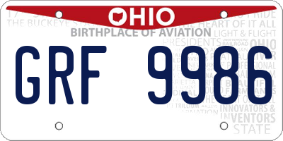 OH license plate GRF9986