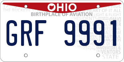 OH license plate GRF9991