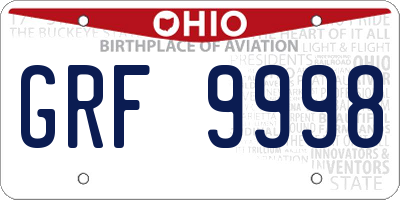 OH license plate GRF9998