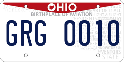 OH license plate GRG0010