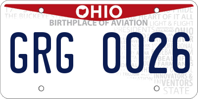 OH license plate GRG0026