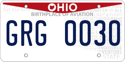 OH license plate GRG0030