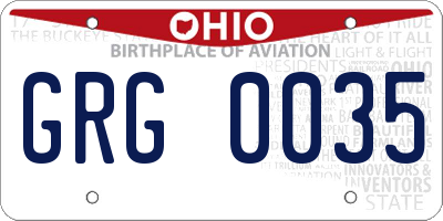 OH license plate GRG0035