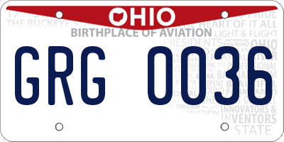 OH license plate GRG0036