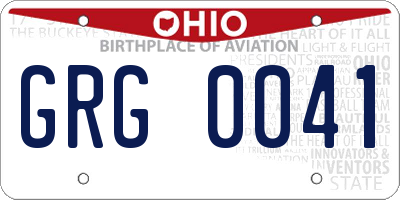 OH license plate GRG0041