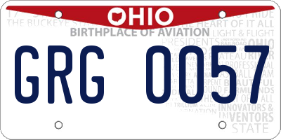 OH license plate GRG0057