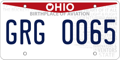 OH license plate GRG0065