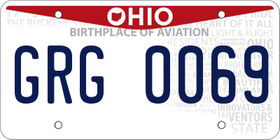 OH license plate GRG0069