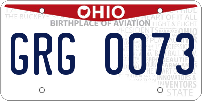 OH license plate GRG0073
