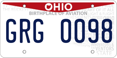 OH license plate GRG0098