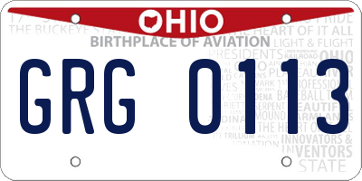 OH license plate GRG0113