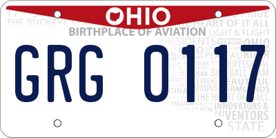 OH license plate GRG0117