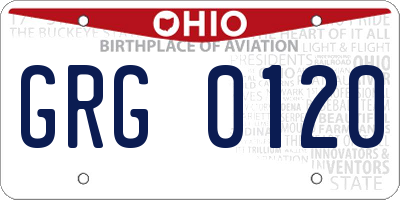 OH license plate GRG0120