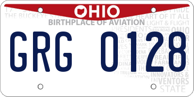 OH license plate GRG0128