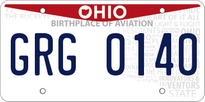 OH license plate GRG0140
