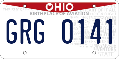 OH license plate GRG0141