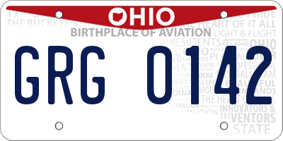 OH license plate GRG0142