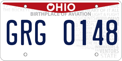 OH license plate GRG0148