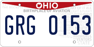 OH license plate GRG0153