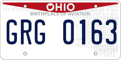 OH license plate GRG0163