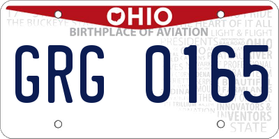 OH license plate GRG0165