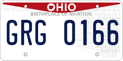OH license plate GRG0166